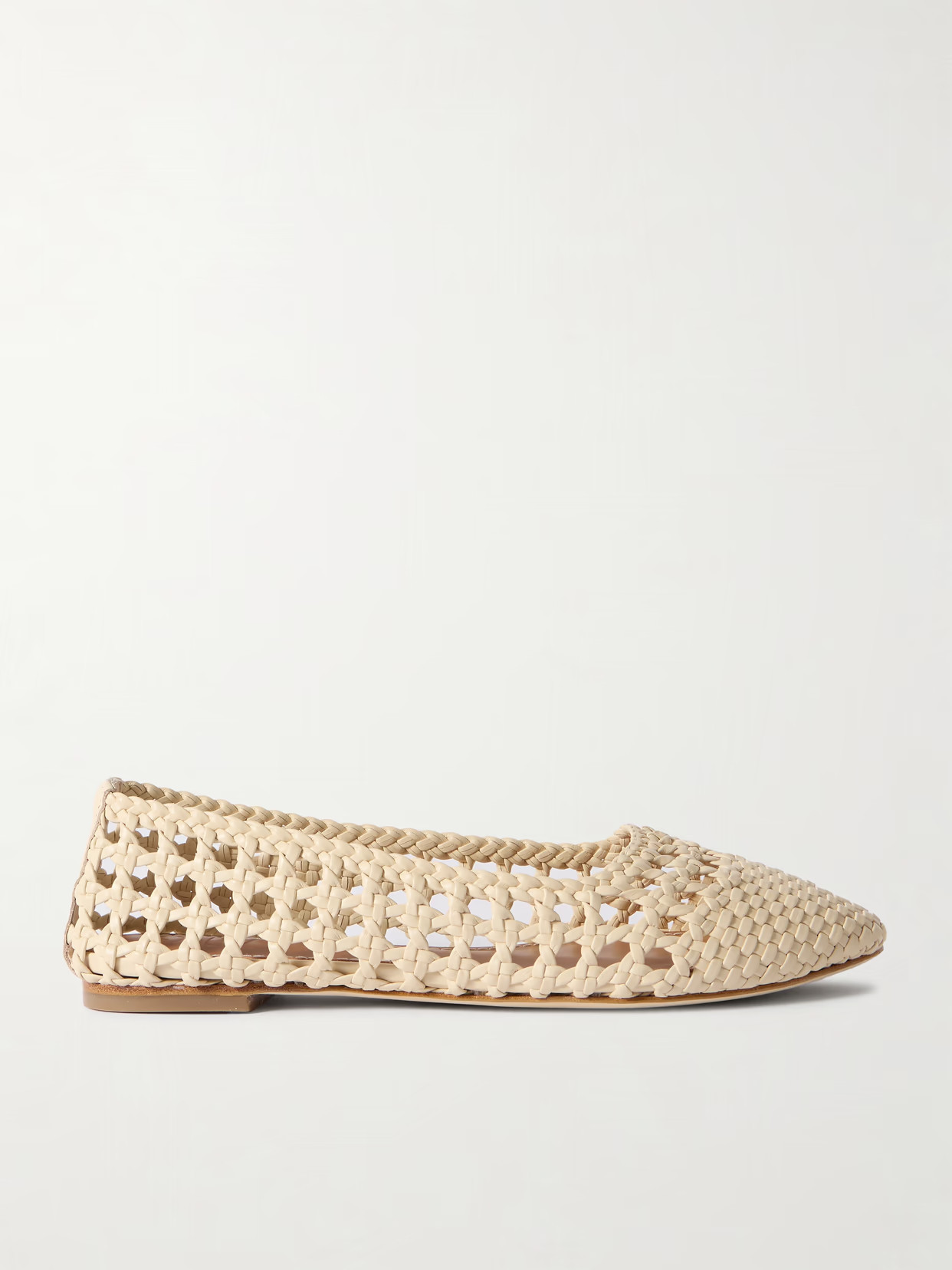 STAUD - Nell Woven Leather Ballet Flats - Cream | NET-A-PORTER (US)