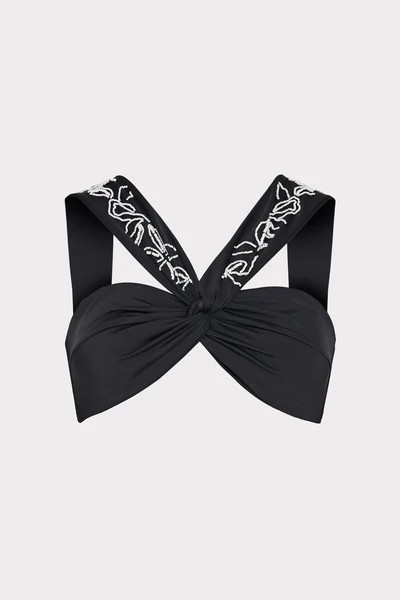 Beaded Applique Shoulder Draped Bikini Top | MILLY