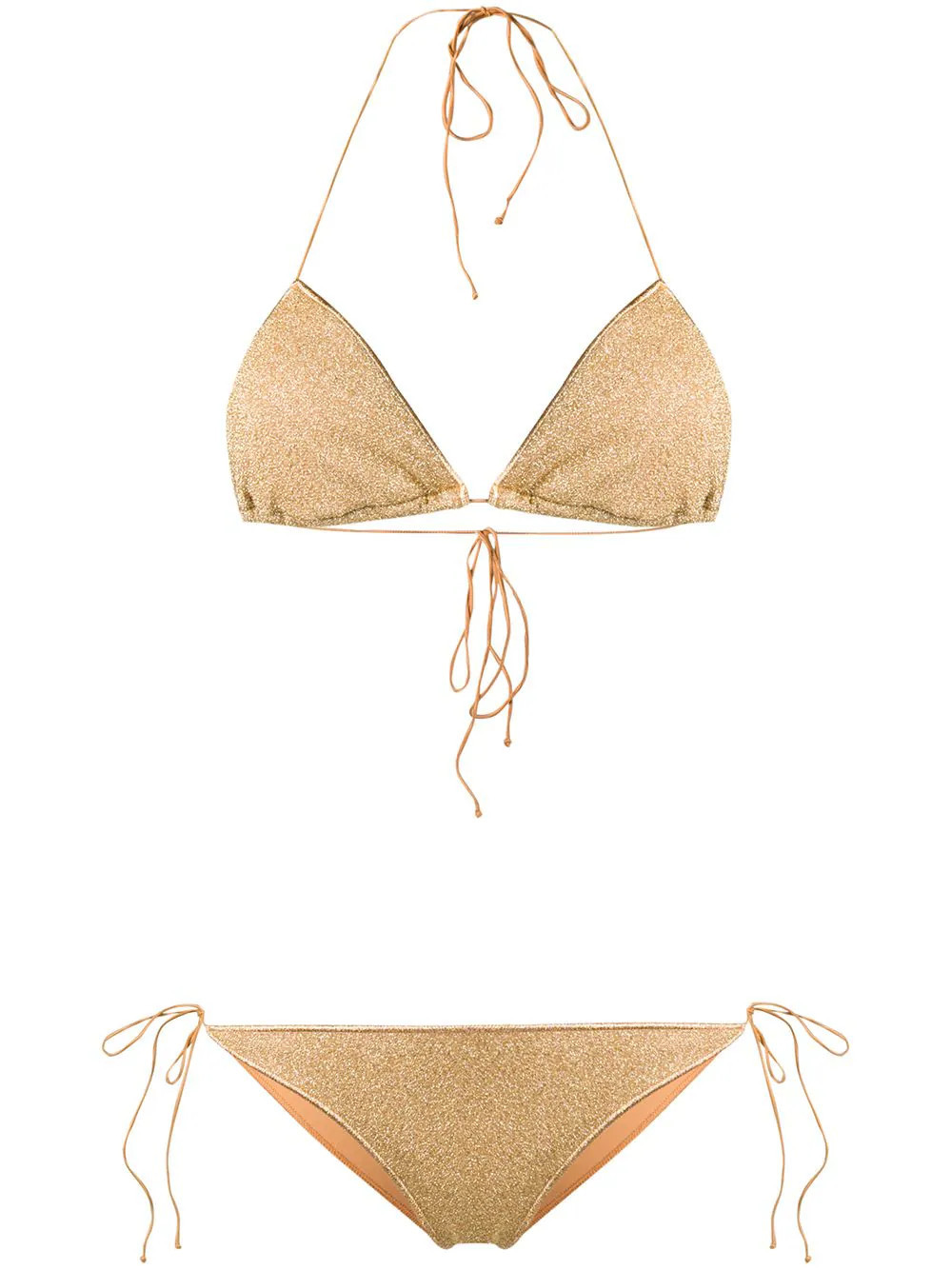 Oséree Lumière metallic triangle bikini - Gold | Farfetch Global