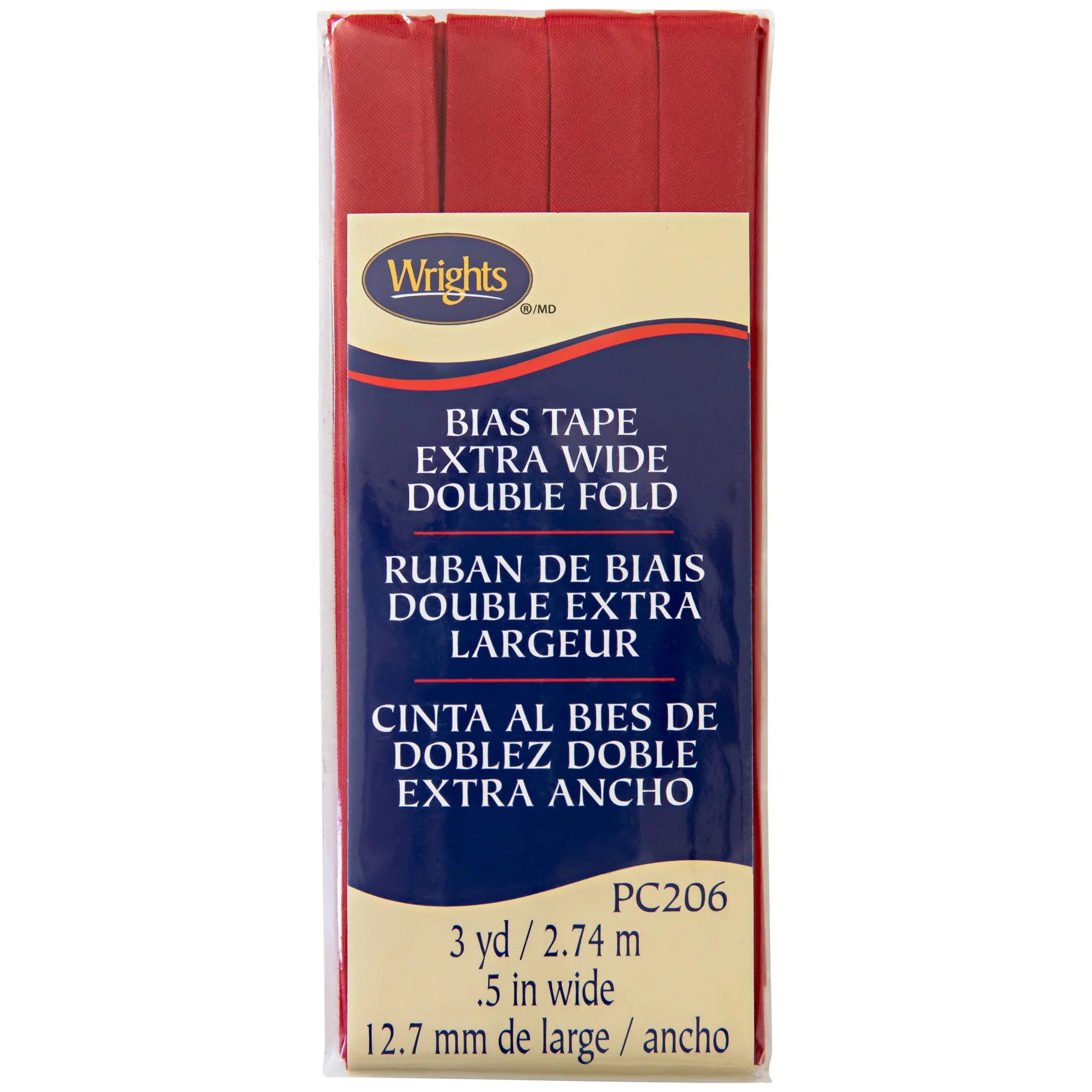 Wrights 1/2" Red Extra Wide Double Fold Bias Tape, 3 yd | Walmart (US)
