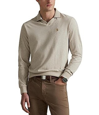 Polo Ralph Lauren Textured Jersey Long Sleeve Polo Shirt - 2XL | Dillard's