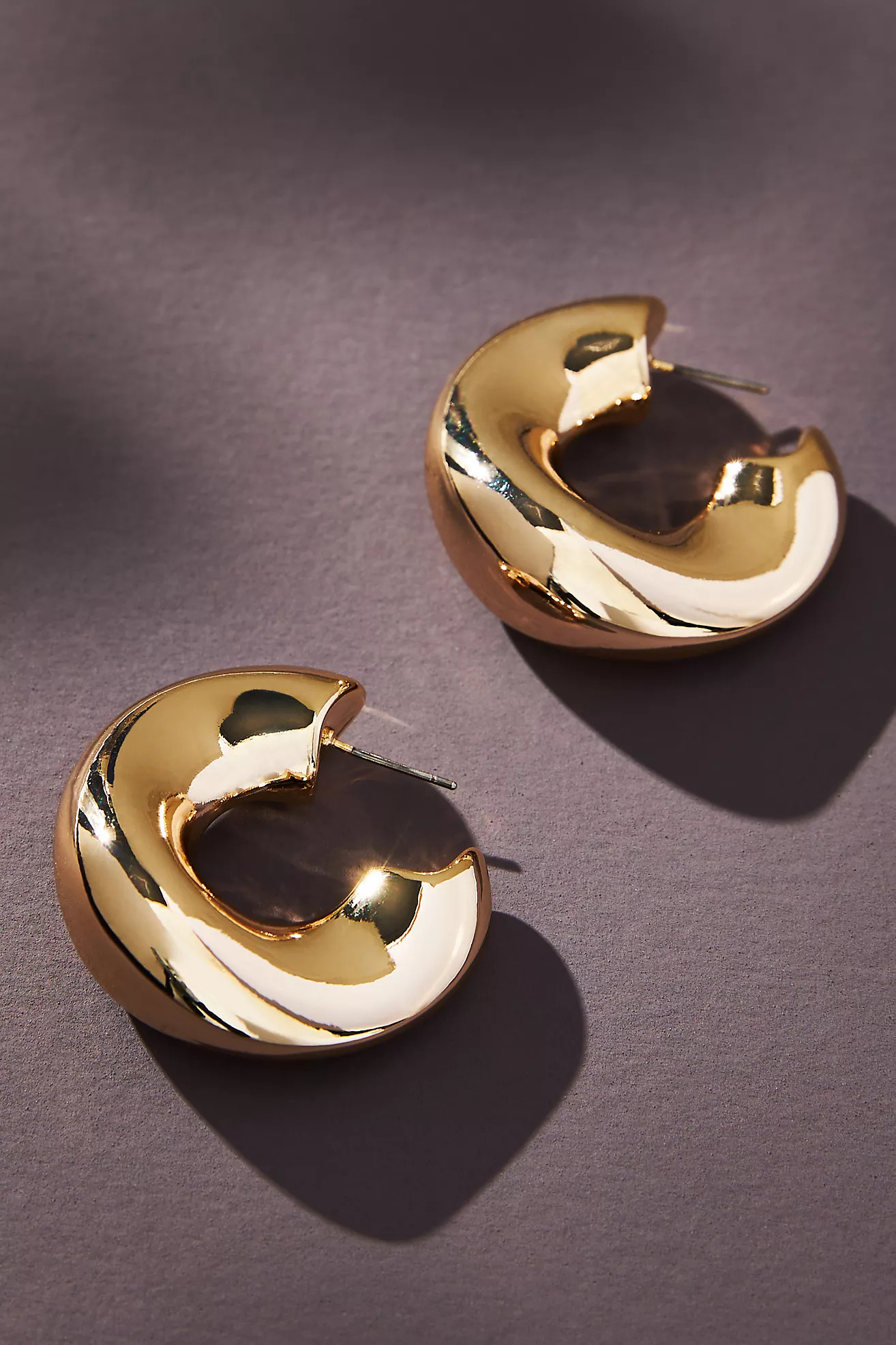 Flat Hammered Huggie Hoop Earrings | Anthropologie (US)