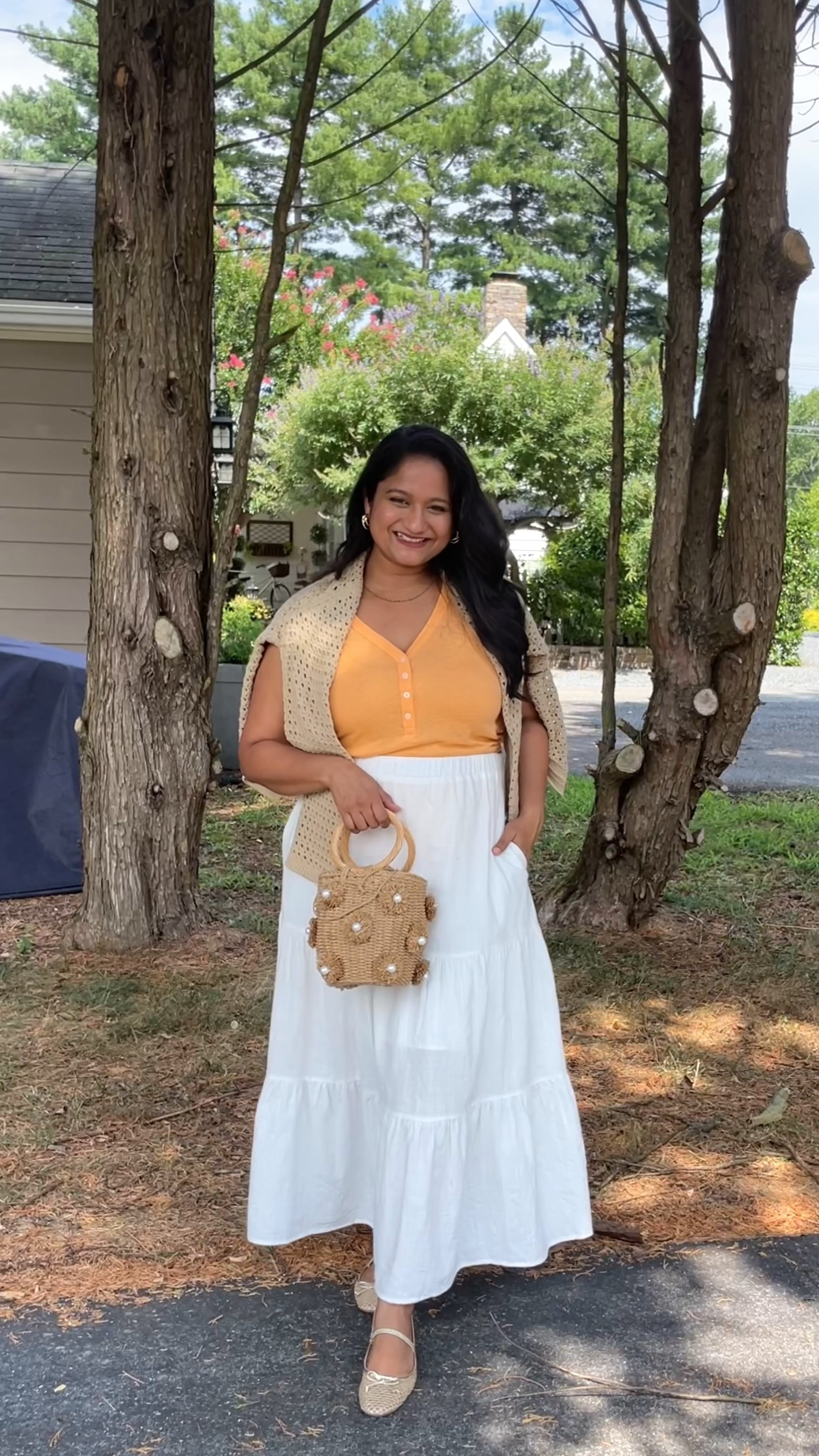 White skirt outfits part #2 
Amazon fashion white skirt in size S
Loft tank top in S 
Loft mesh cardigan in S 
Old navy red vest in size M 

#LTKSeasonal #LTKBump #LTKFindsUnder50