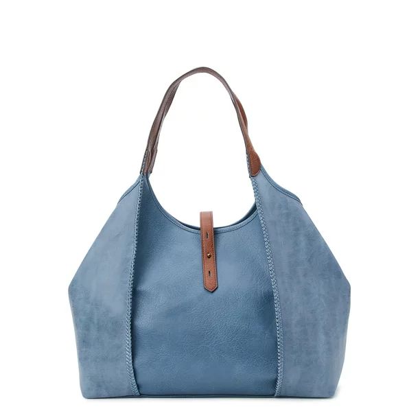 Time and Tru Women's Avery Tote Handbag Blue | Walmart (US)