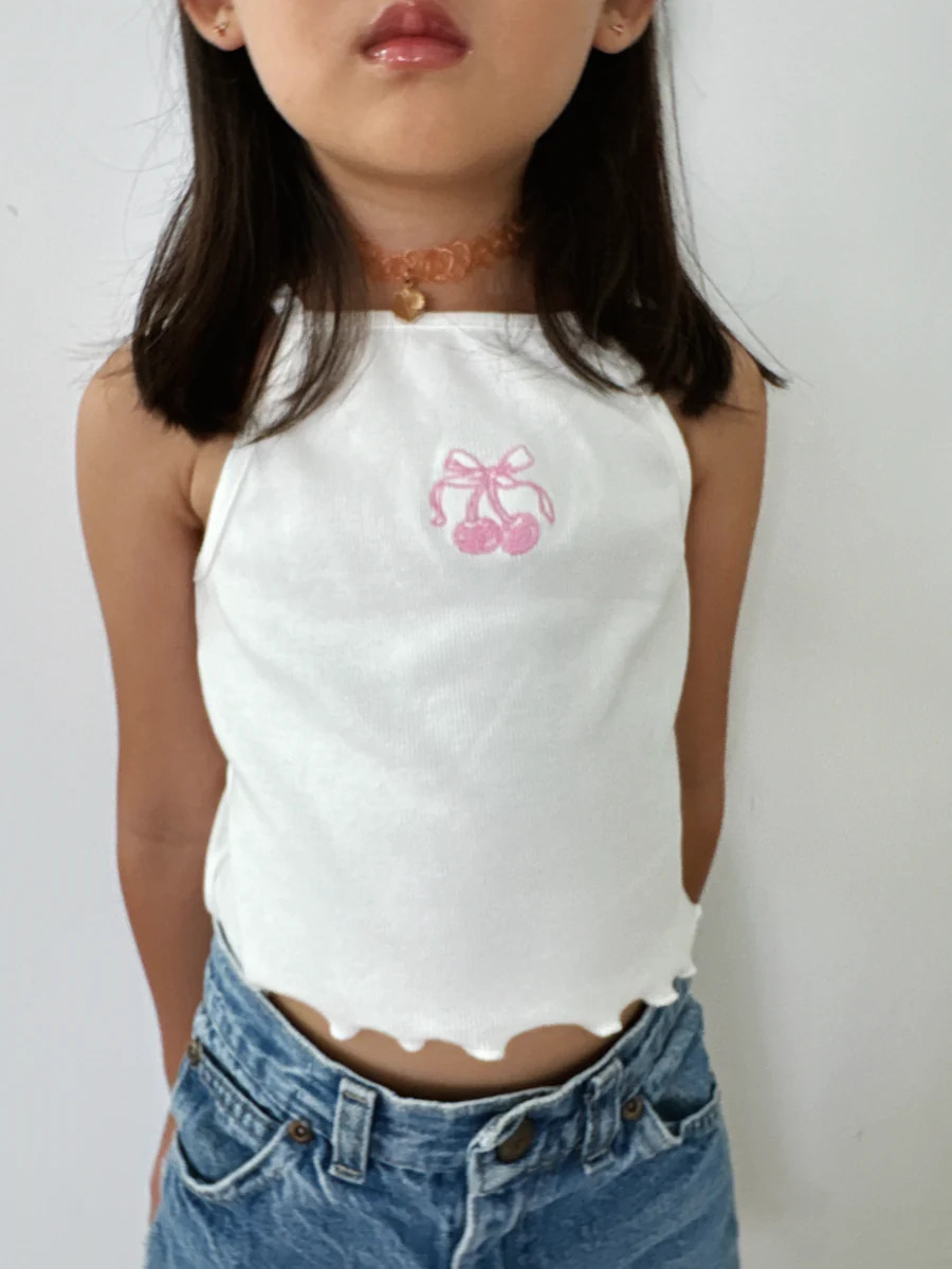 Cherry Bow Girl Cami White | Sun Peony Coconut