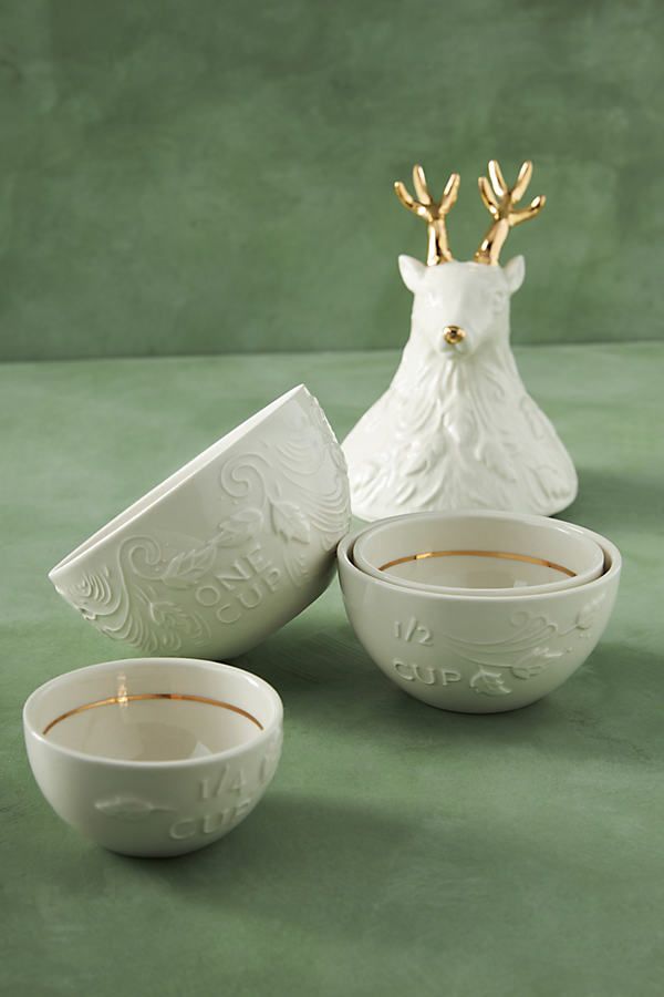 Dasher Reindeer Measuring Cups, Set of 4 By Anthropologie in White Size MEAS CUPS | Anthropologie (US)
