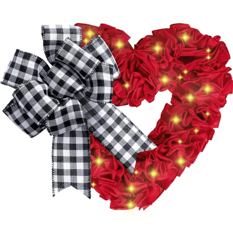 Valentine's Day Wreaths for Front Door Outside 17" Heart Shaped Wreath for Valentine Decor Outdoo... | Walmart (US)