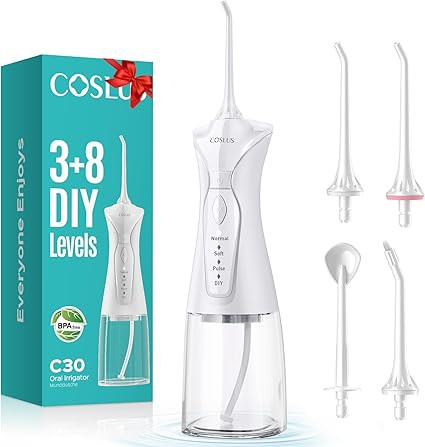 COSLUS Water Dental Flosser Pick for Teeth: 4 Modes Cordless Portable 300ML Larger Tank Water Tee... | Amazon (US)