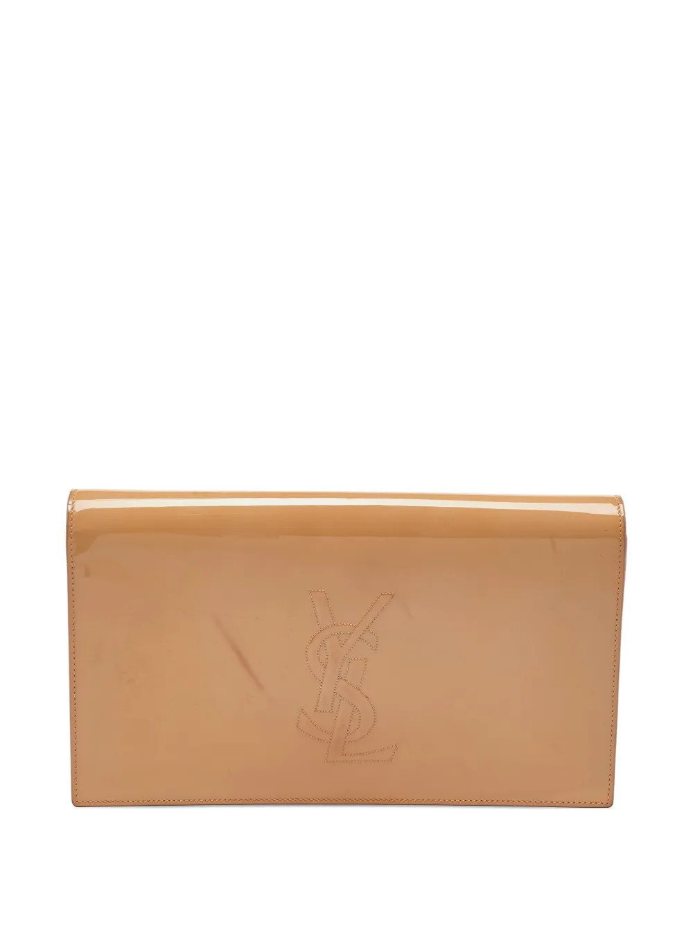 Saint Laurent Pre-Owned leather YSL logo clutch bag - Neutrals | Farfetch Global