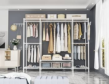 Ulif E3 Heavy Duty Garment Rack, 4 Tiers Freestanding Closet Organizer System with 5 Shelves, Met... | Amazon (US)