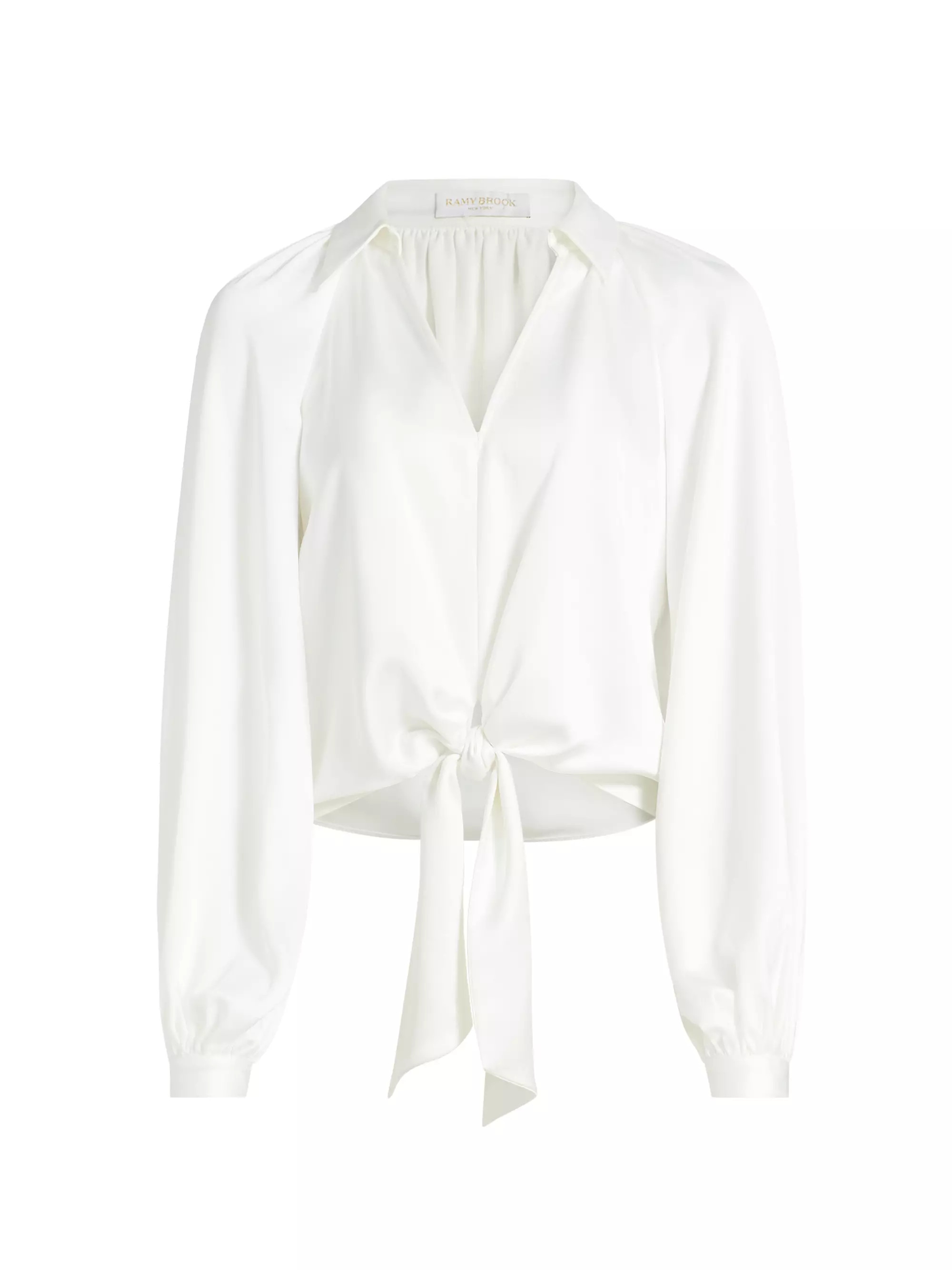 Ramy BrookPosh Emily Satin Bishop-Sleeve Blouse | Saks Fifth Avenue