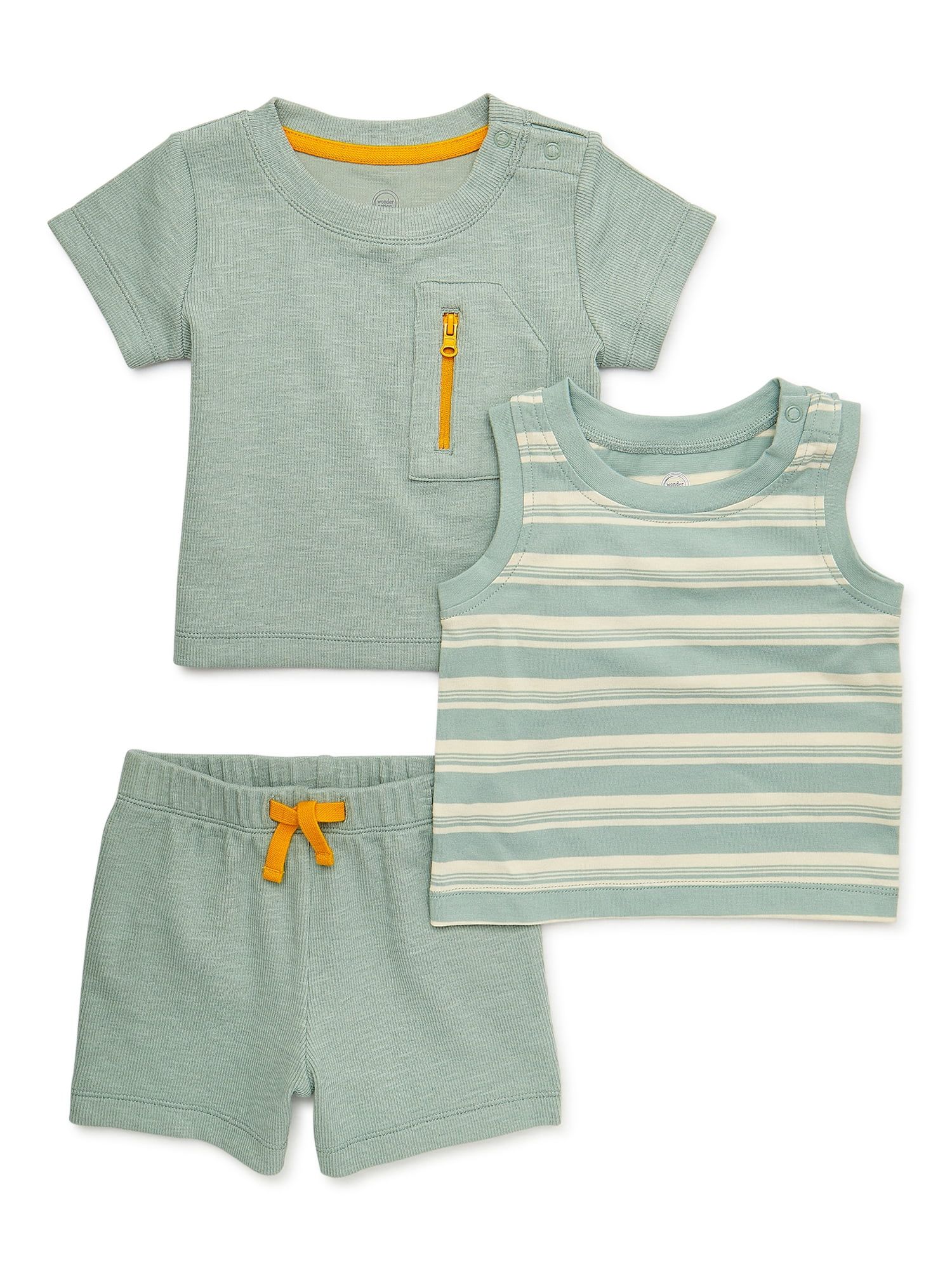 Wonder Nation Baby Boy T-Shirt, Tank Top and Shorts Set, 3-Piece, Sizes 0/3-24 Months | Walmart (US)