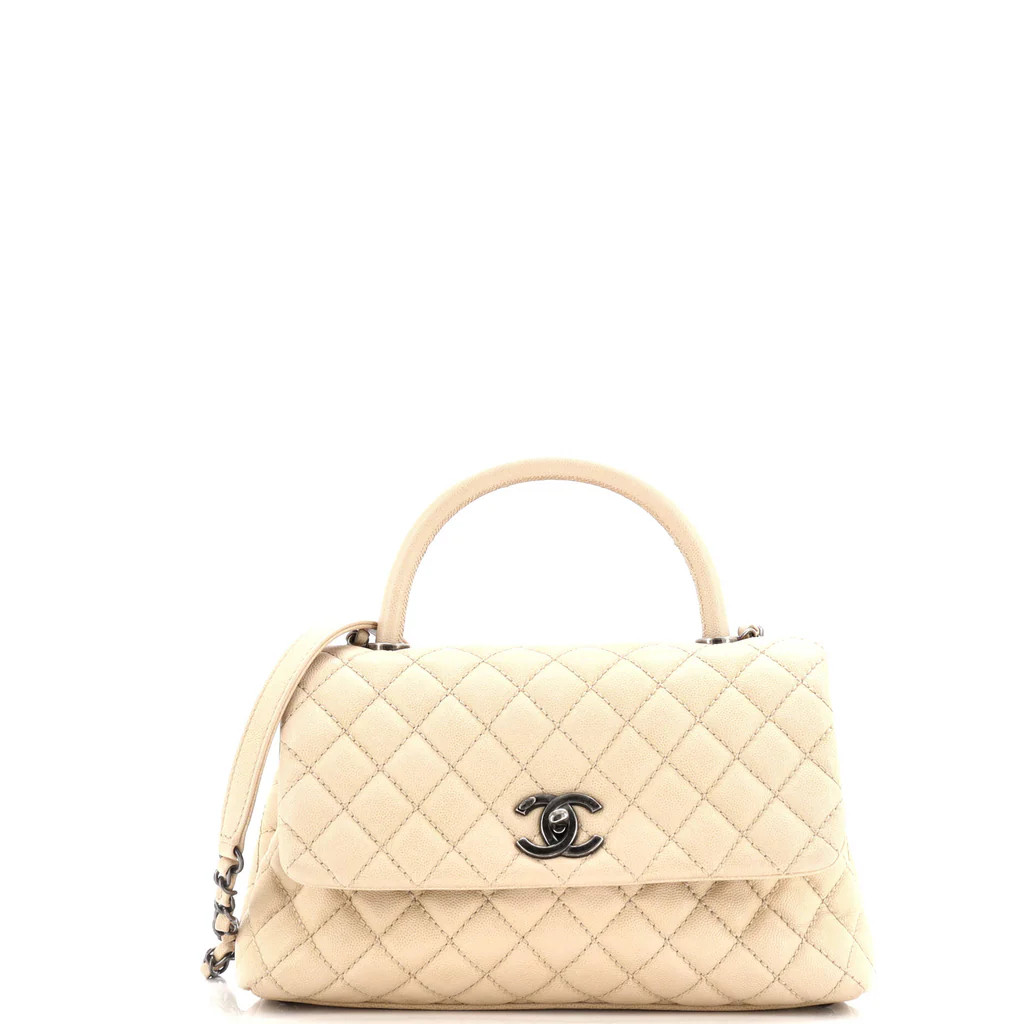 Coco Top Handle Bag Quilted Caviar Small | Rebag