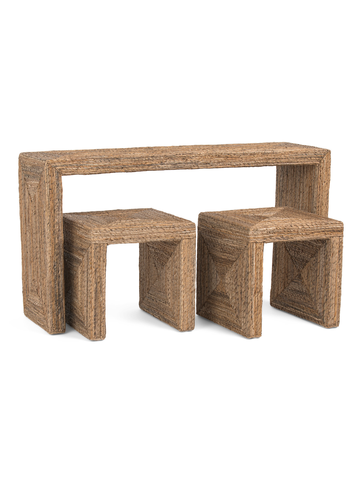 3pc Woven Console With Two Side Tables Set | TJ Maxx