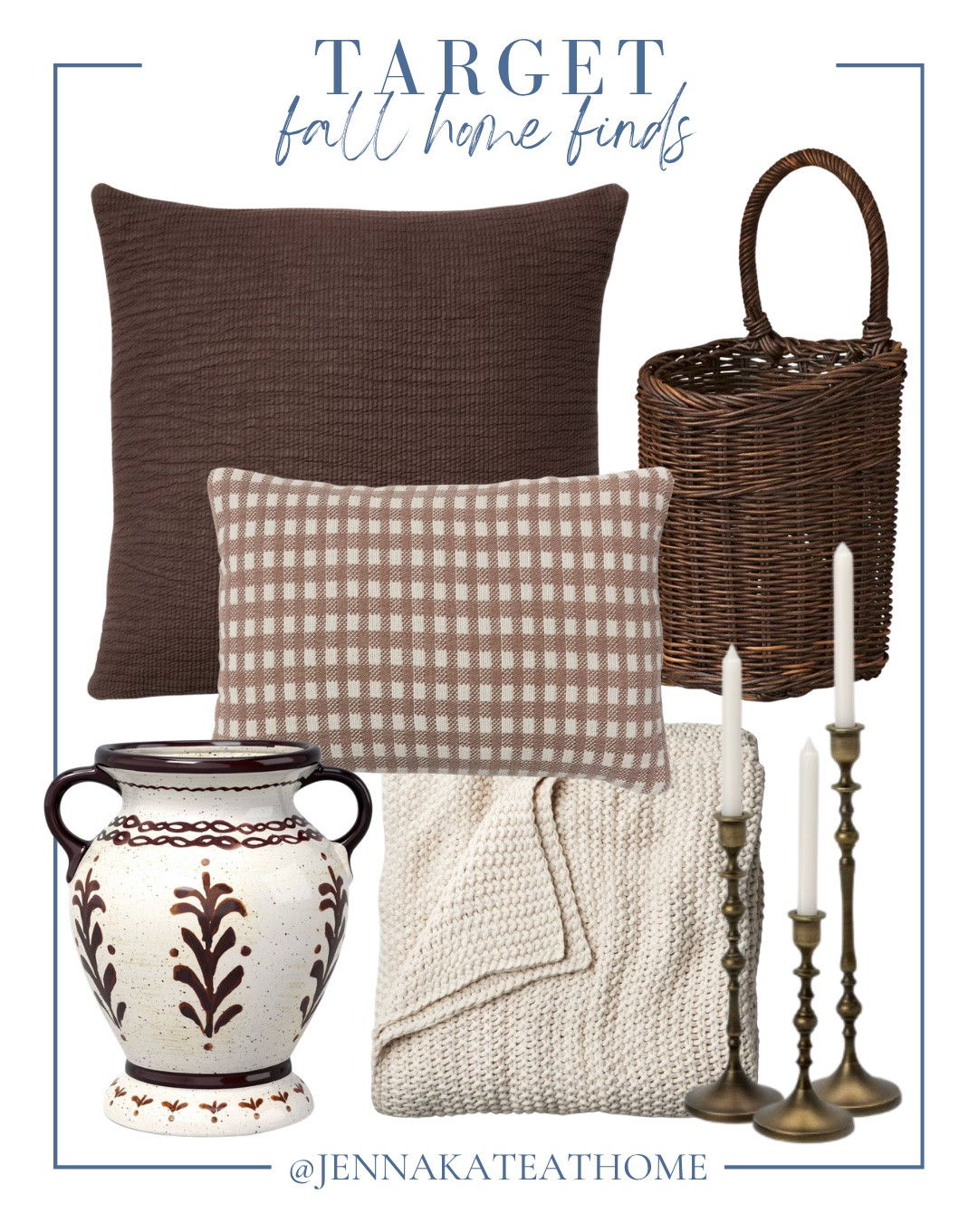 Fall home finds from Target includes hanging basket, throw pillows, throw blanket, candlestick holders, and vase.

Home decor, fall decor, looks for less, styled fall home

#LTKSaleAlert #LTKHome #LTKSeasonal