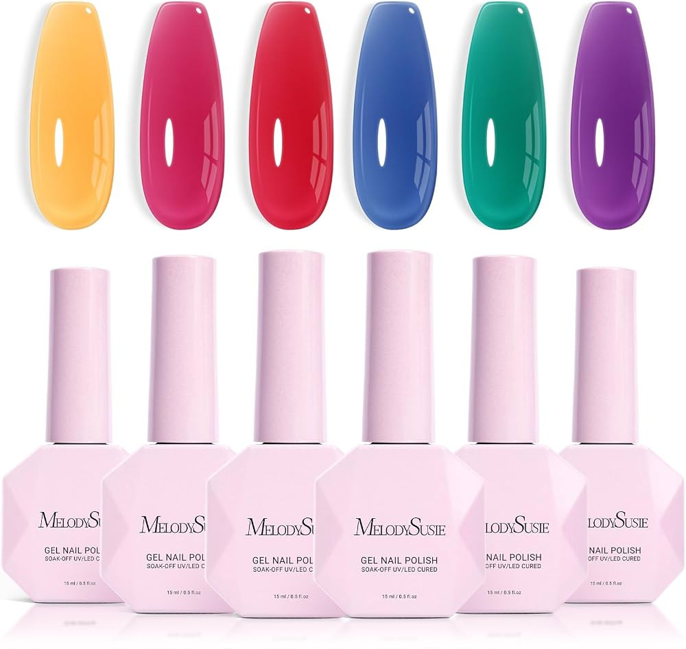 MelodySusie Jelly Gel Nail Polish Set 6PCS Milky or Jelly Texture 15ML | Amazon (US)