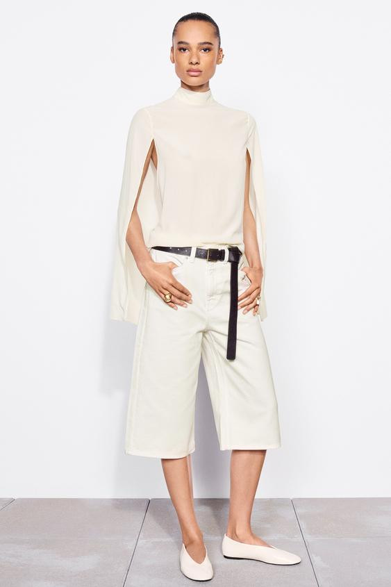 Zara - Flat Leather Ballet Flats - Ecru White - Au 6½ - Eu 37 - Woman | Zara AU
