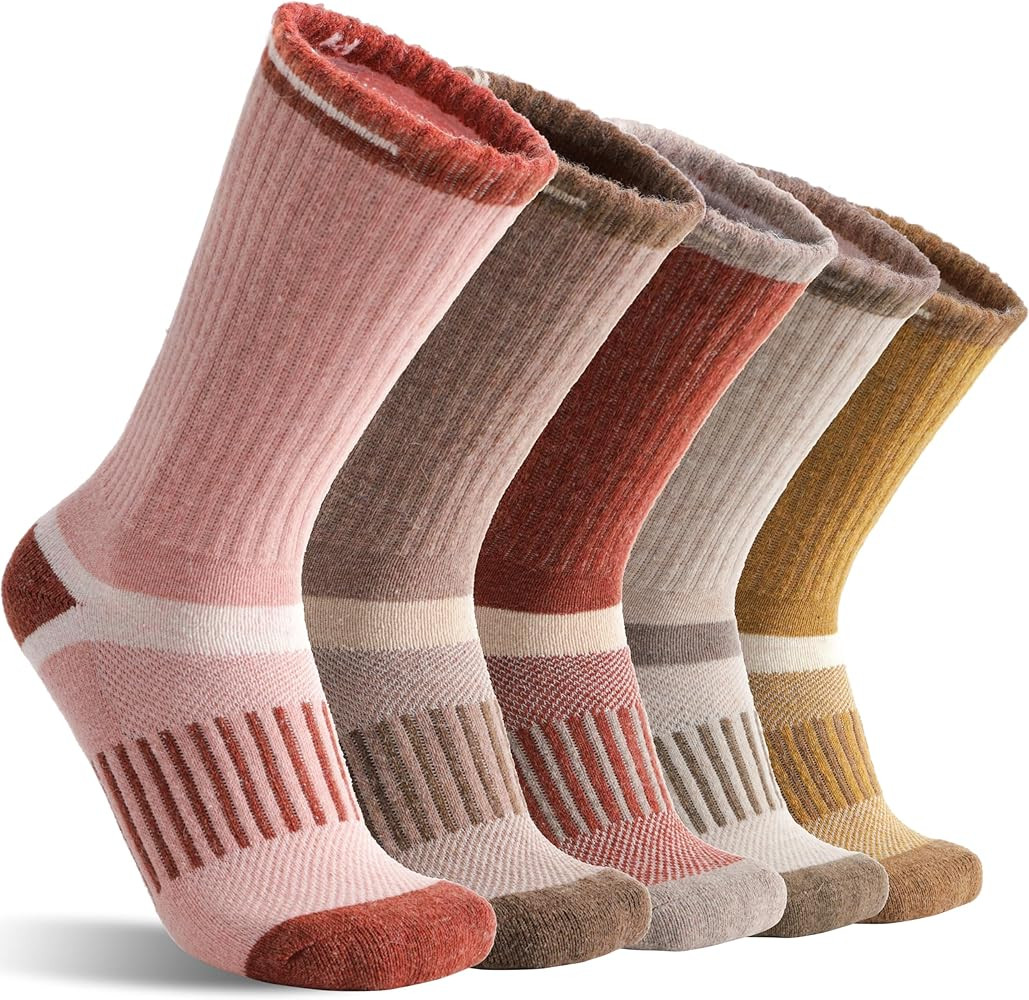 5 Pairs Merino Wool Hiking Socks Warm Thermal Winter Cozy Cushioned Moisture Wicking Socks for Wo... | Amazon (US)