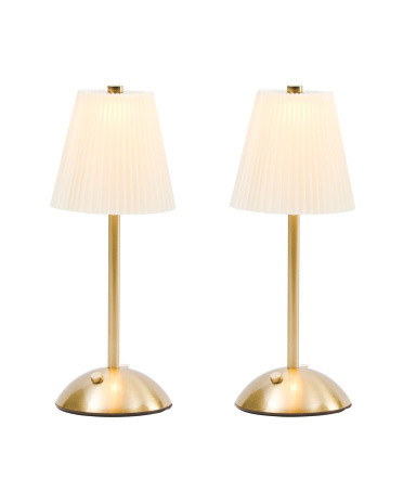 2pk 12in Pleated Fabric Rechargeable Touch Lamps | TJ Maxx