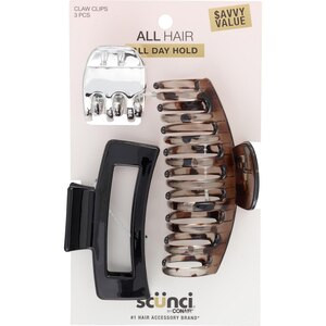 Scunci All Hair All Day Hold Claw Clips, Multicolor, 3 CT | CVS Health