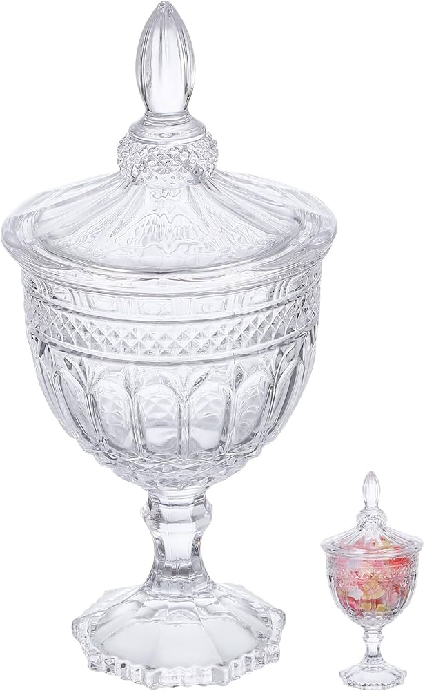DOITOOL Glass Footed Candy Dish with Lid, Clear Covered Candy Bowls Crystal Candy Jar Cookie Jar ... | Amazon (US)