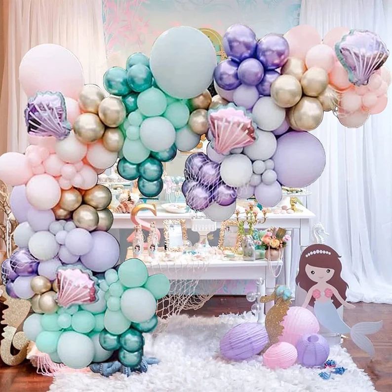 150pcs Mermaid Tail Balloon Garland Arch Kit, Mermaid Theme Girl Birthday Party Decorations | Etsy (US)