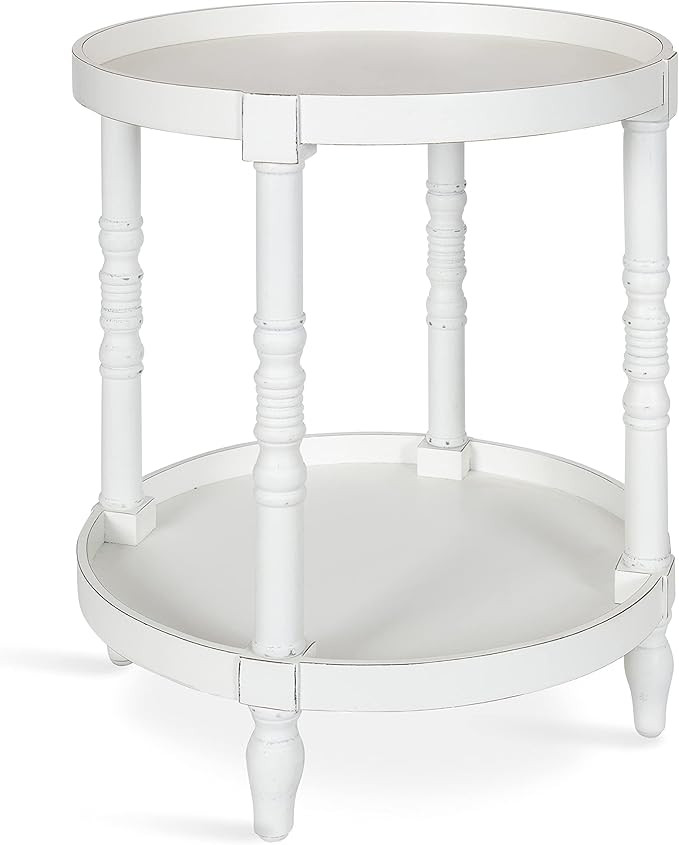 Kate and Laurel Bellport Coastal Round Wood Side Table, 20 x 20 x 24, White, Chic End Table Accen... | Amazon (US)