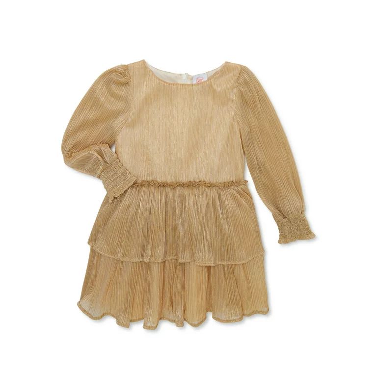 Wonder Nation Baby and Toddler Girls Gold Holiday Dress, 0/3 Months-5T | Walmart (US)