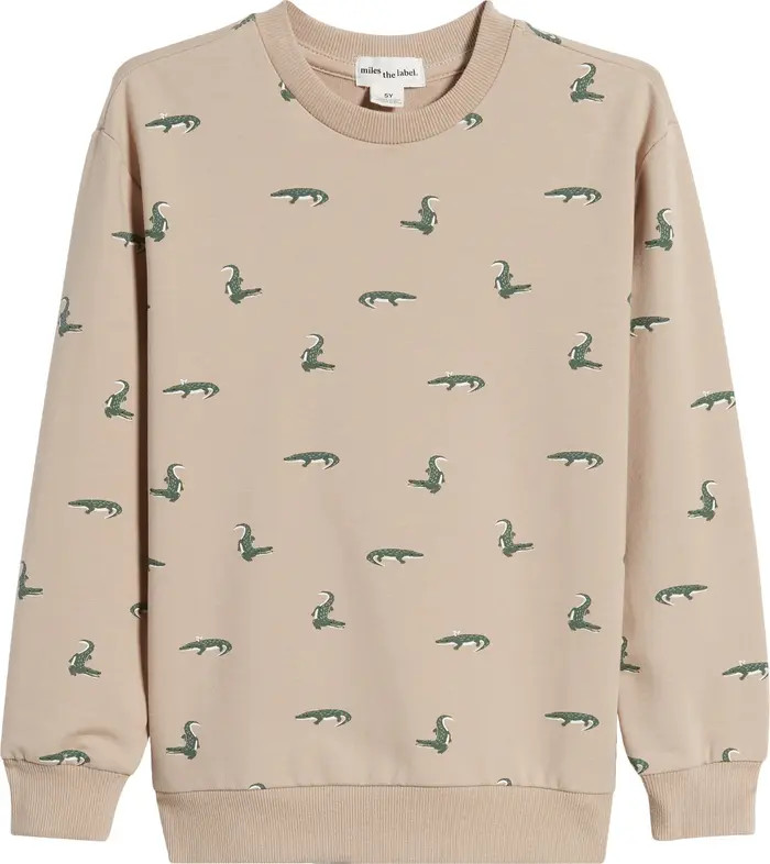 MILES THE LABEL Kids' Crocodile Print French Terry Sweatshirt | Nordstrom | Nordstrom