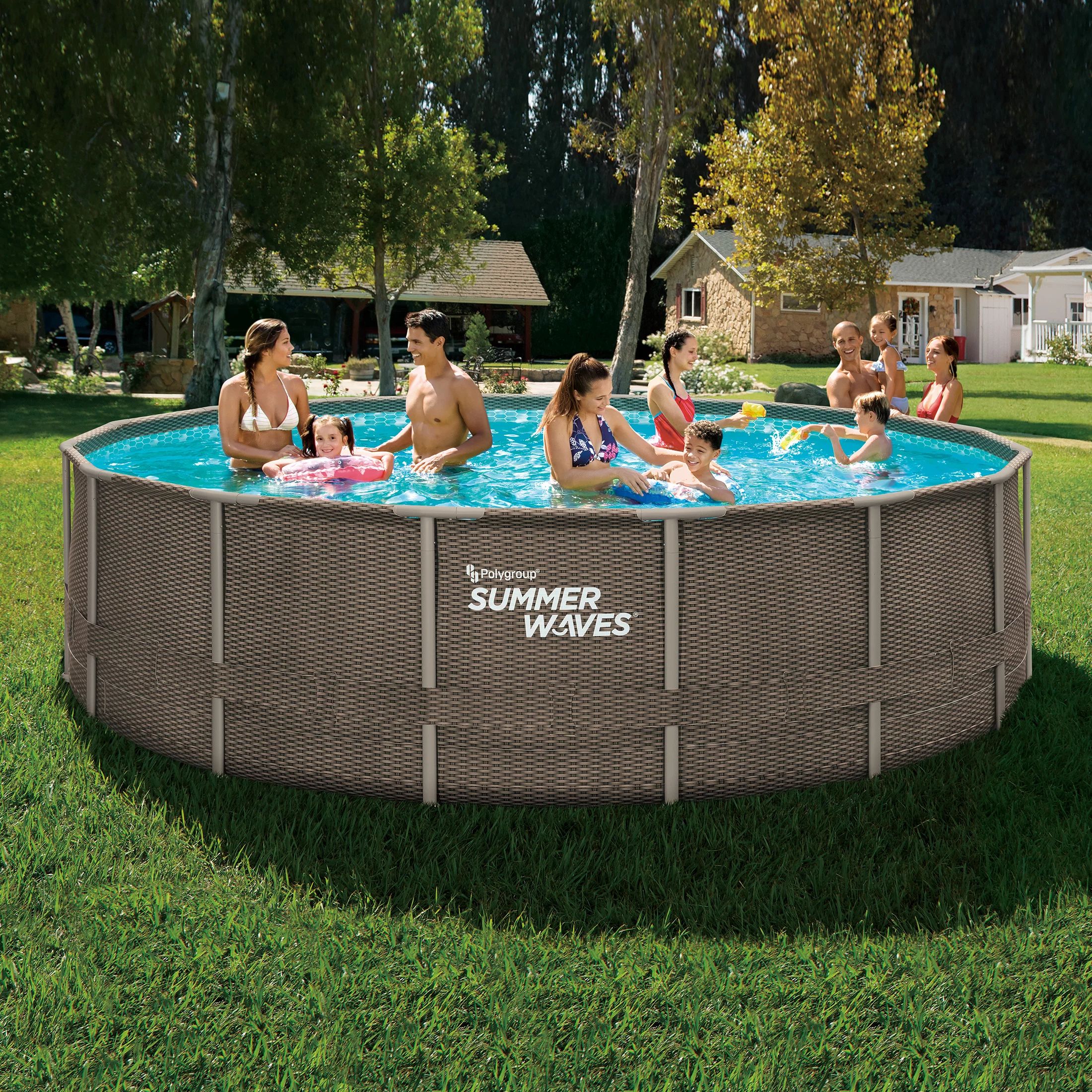 Summer Waves 16 ft Dark Double Rattan Elite Frame Pool, Round, Ages 6+, Unisex | Walmart (US)