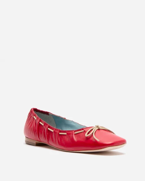Ava Ballerina Flat - Nappa Leather Red | Frances Valentine