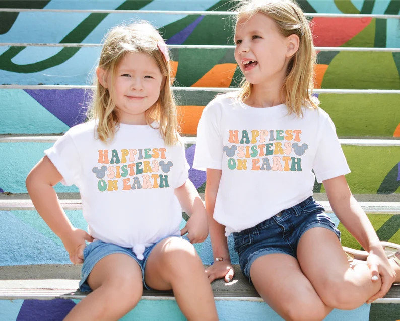 Happiest Sisters On Earth Shirt, Happiest Place, Matching Sibling Mouse Ears Park Family Trip T-s... | Etsy (US)