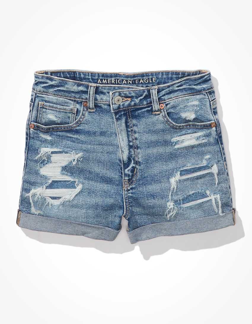 AE Stretch Crossover Denim Mom Shorts | American Eagle Outfitters (US & CA)