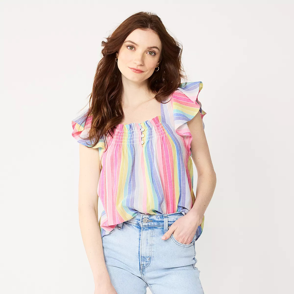 Women's DRAPER JAMES RSVP™ Flutter Sleeve Smocked Top | Kohl's