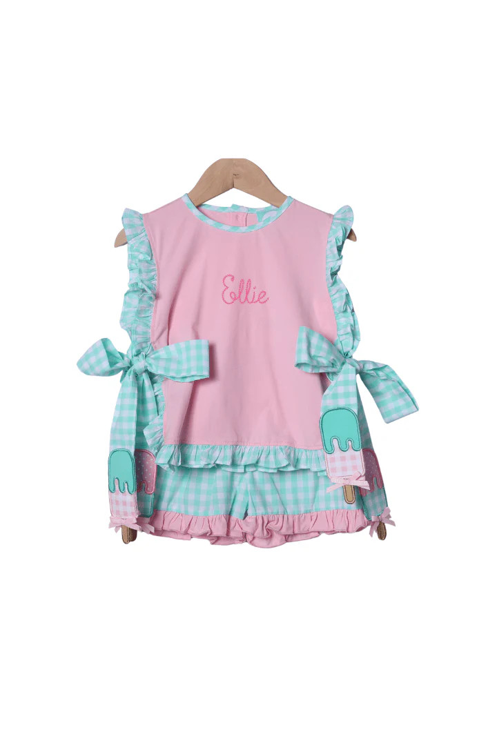 Applique Gingham Popsicle Short Set | The Smocked Flamingo