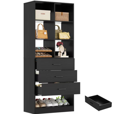 Besiost Freestanding Closet system with 6 Shelves and Drawers, Black | Target