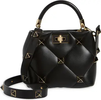Valentino Garavani Enameled Roman Stud Leather Top Handle Bag | Nordstrom | Nordstrom