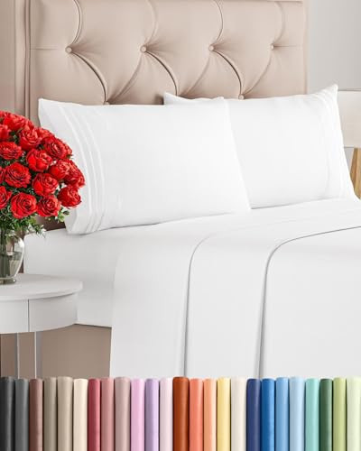King Size 4 Piece Sheet Set - Comfy Breathable & Cooling Bed Sheets Set - Hotel Luxury Bedding for Women, Men, Kids, Teens, Boys & Girls - Deep Pockets, Ultra-Soft and Wrinkle Free - Oeko-Tex - White | Amazon (US)
