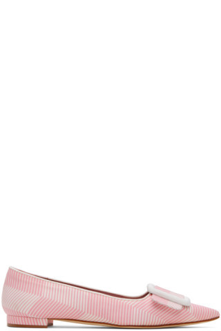 Pink & White Maysale Ballerina Flats | SSENSE