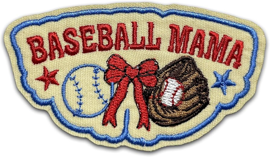 Baseball Mama Patch 3 Inches Baseball Bow Girlie, Baseball Glove, Softball, Cute Iron On/Sew On E... | Amazon (US)