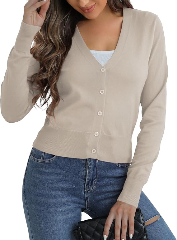 Women's Cropped Cardigans Sweaters Button Down Open Front Bolero Shrugs for Dresses | Amazon (US)
