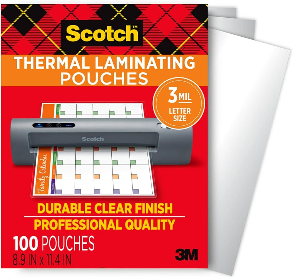Scotch Thermal Laminating Pouches, For Use With Thermal Laminators, 8.9 x 11.4 Inches, Letter Siz... | Amazon (US)