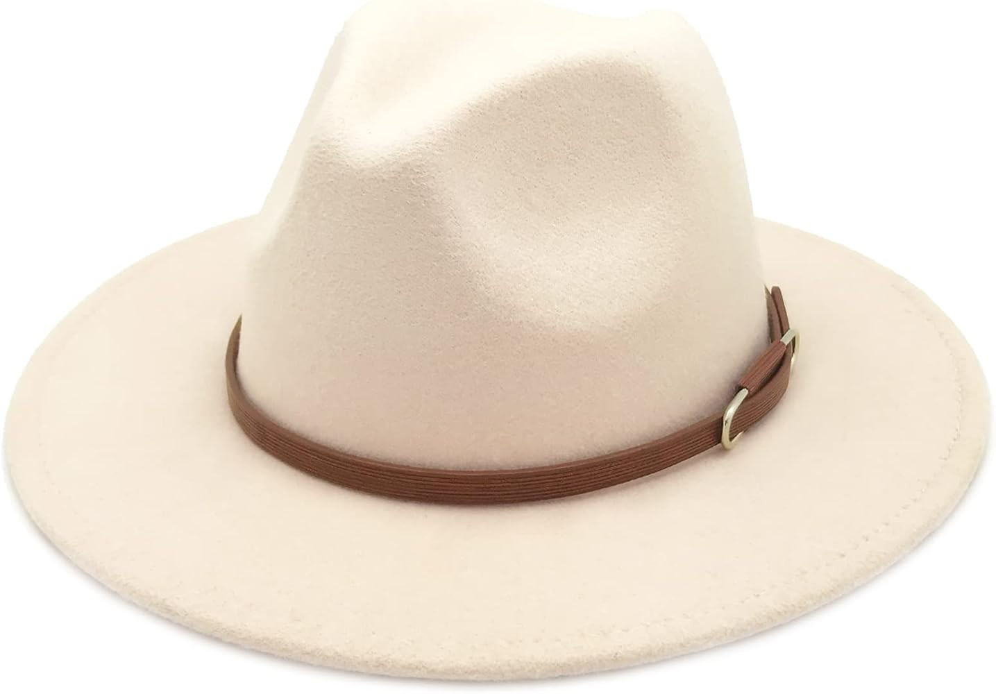 Lisianthus Women's Wide Brim Felt Fedora Retro Panama Hat with Belt Buckle | Amazon (US)