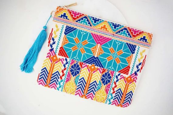 Brightly Colored Tribal Embroidered Clutch Purse | Etsy (US)
