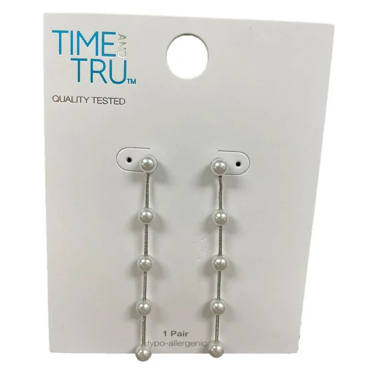 Time and Tru Pearl Studded Linear Earring - Walmart.com | Walmart (US)