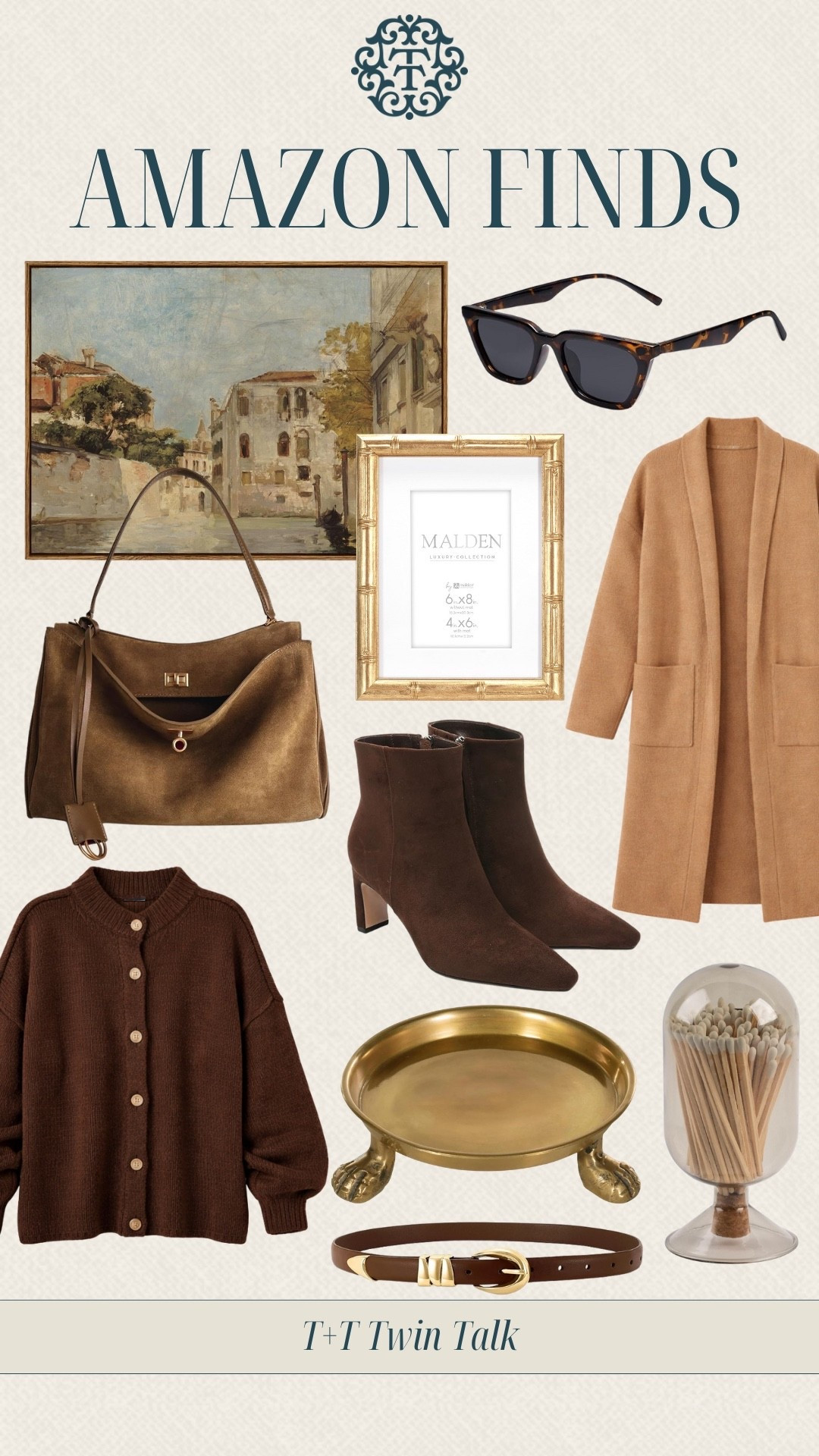 Amazon finds that we are loving! Home decor to refresh your place with like wall art, gold tray, and matches in a glass case. We are also loving the fashion finds like the brown cardigan, belt, and booties. 

#LTKOver40 #LTKSeasonal #LTKMidsize