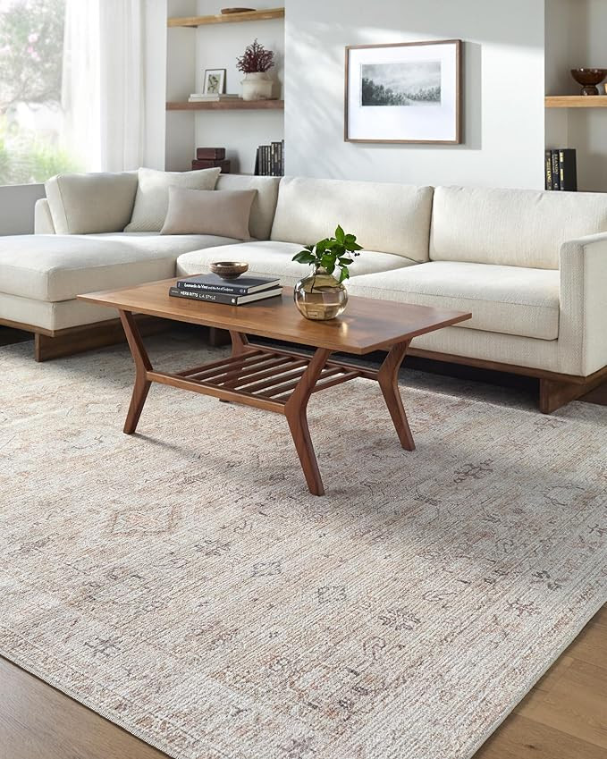 Livabliss x Becki Owens Marlene Vintage Medallion Area Rug, 5'2" x 7', Grey/Beige, (5' x 7') | Amazon (US)