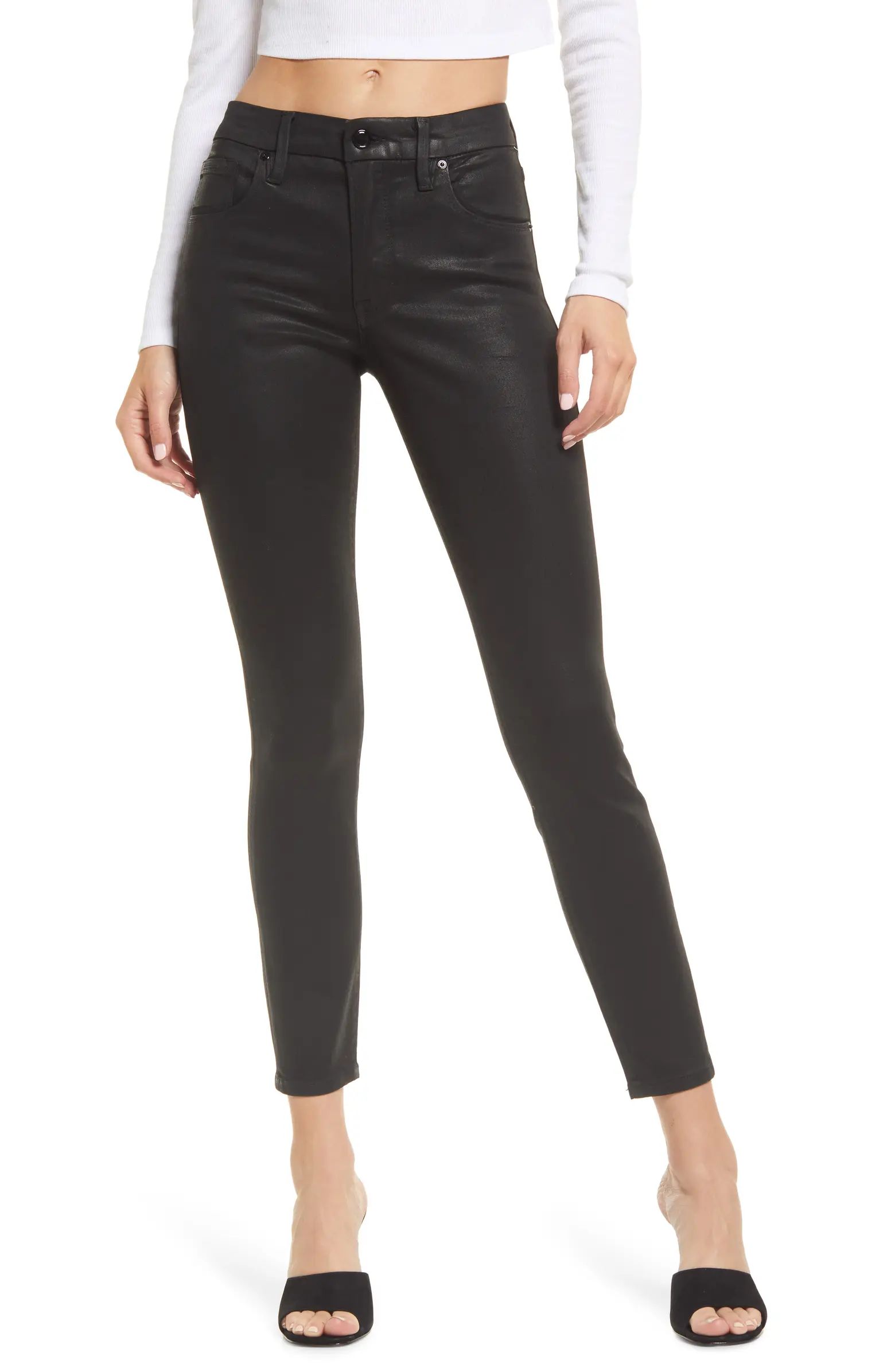 Good American Good Classic Coated Ankle Straight Leg Jeans | Nordstrom | Nordstrom