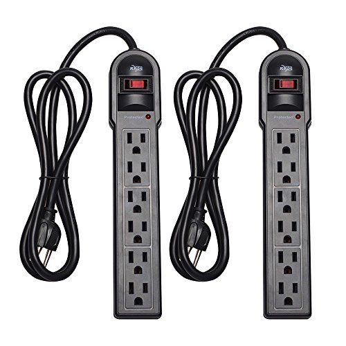 KMC 6-Outlet Surge Protector Power Strip 2-Pack, 900 Joules, 4-Foot Extension Cord, Overload Protect | Amazon (US)