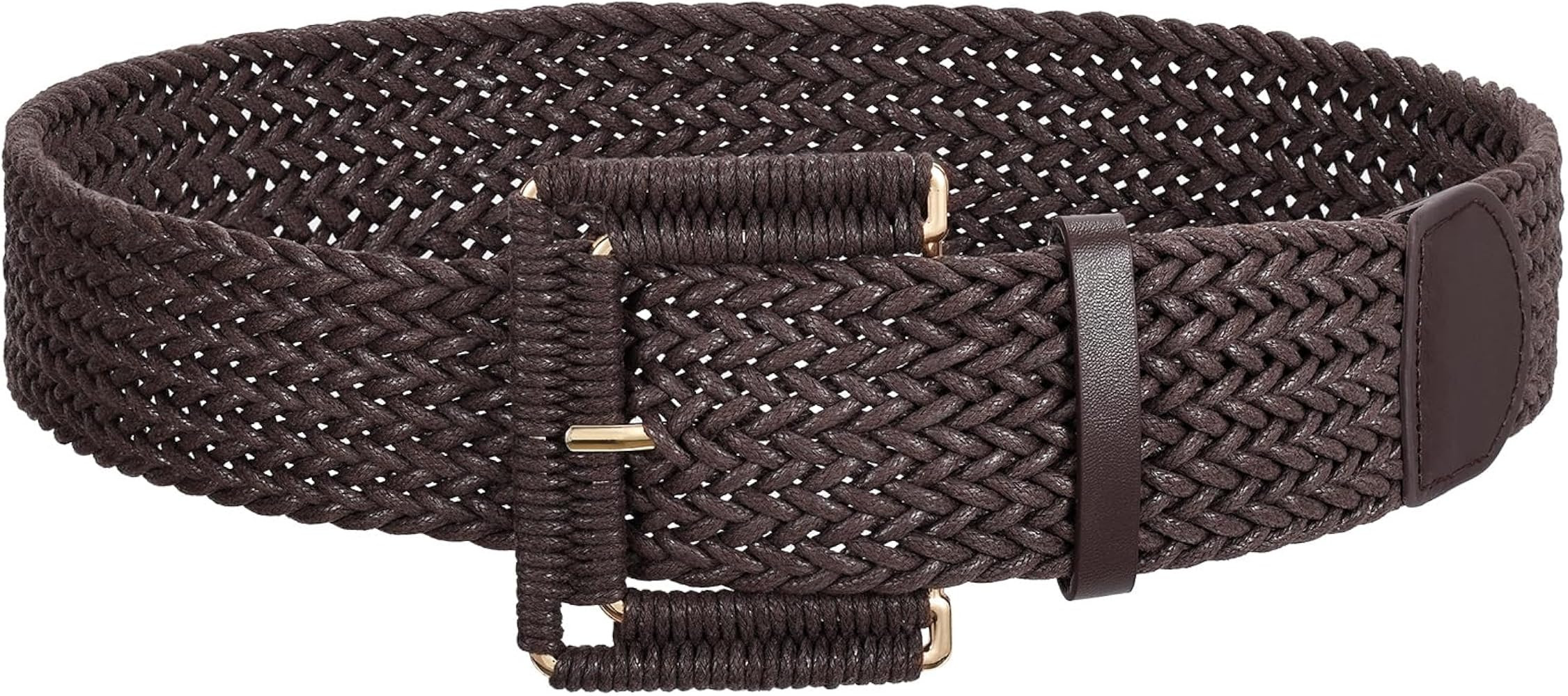 JASGOOD Women Wide Woven Belt for Dresses Rattan Waist Belt Braided Boho Belt with Square Buckle | Amazon (US)